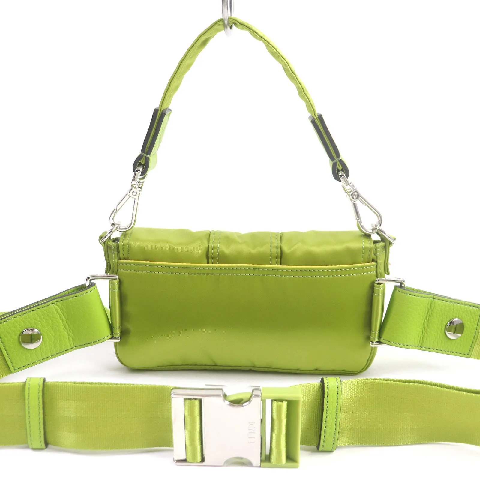 FENDI Sling bag 7AS138 Main: Nylon, Main: Leather wasabi green Baguette Mini mens Used