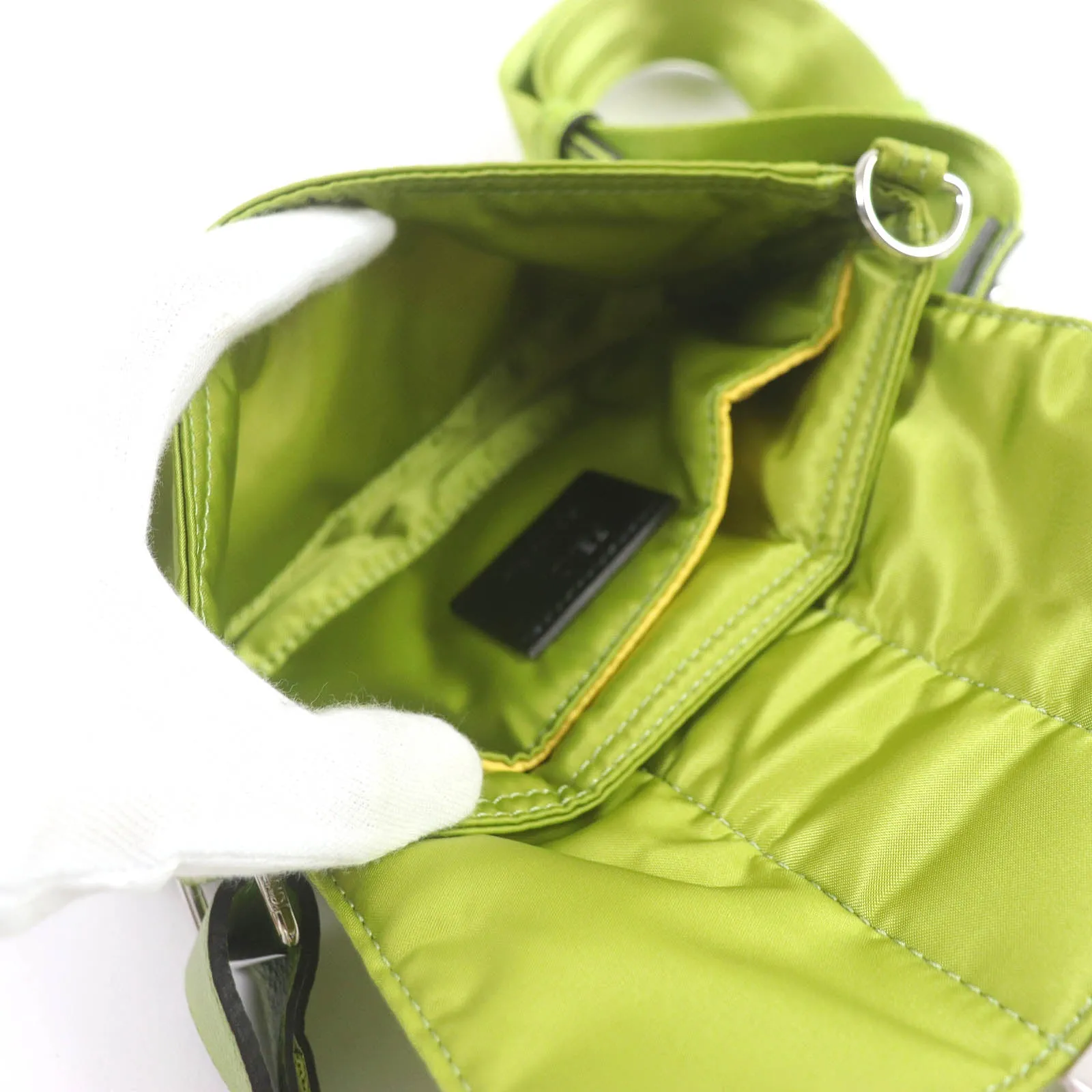 FENDI Sling bag 7AS138 Main: Nylon, Main: Leather wasabi green Baguette Mini mens Used