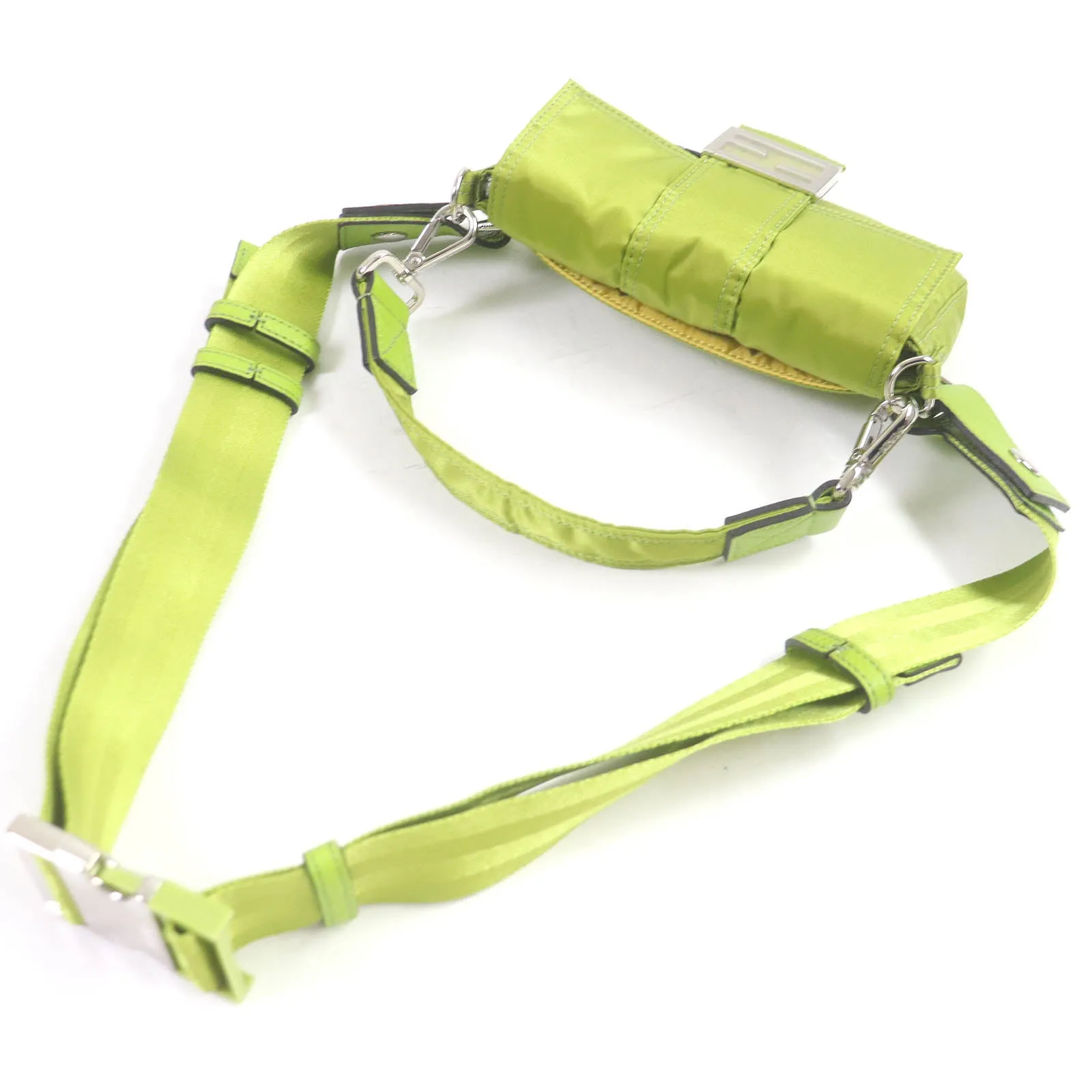FENDI Sling bag 7AS138 Main: Nylon, Main: Leather wasabi green Baguette Mini mens Used
