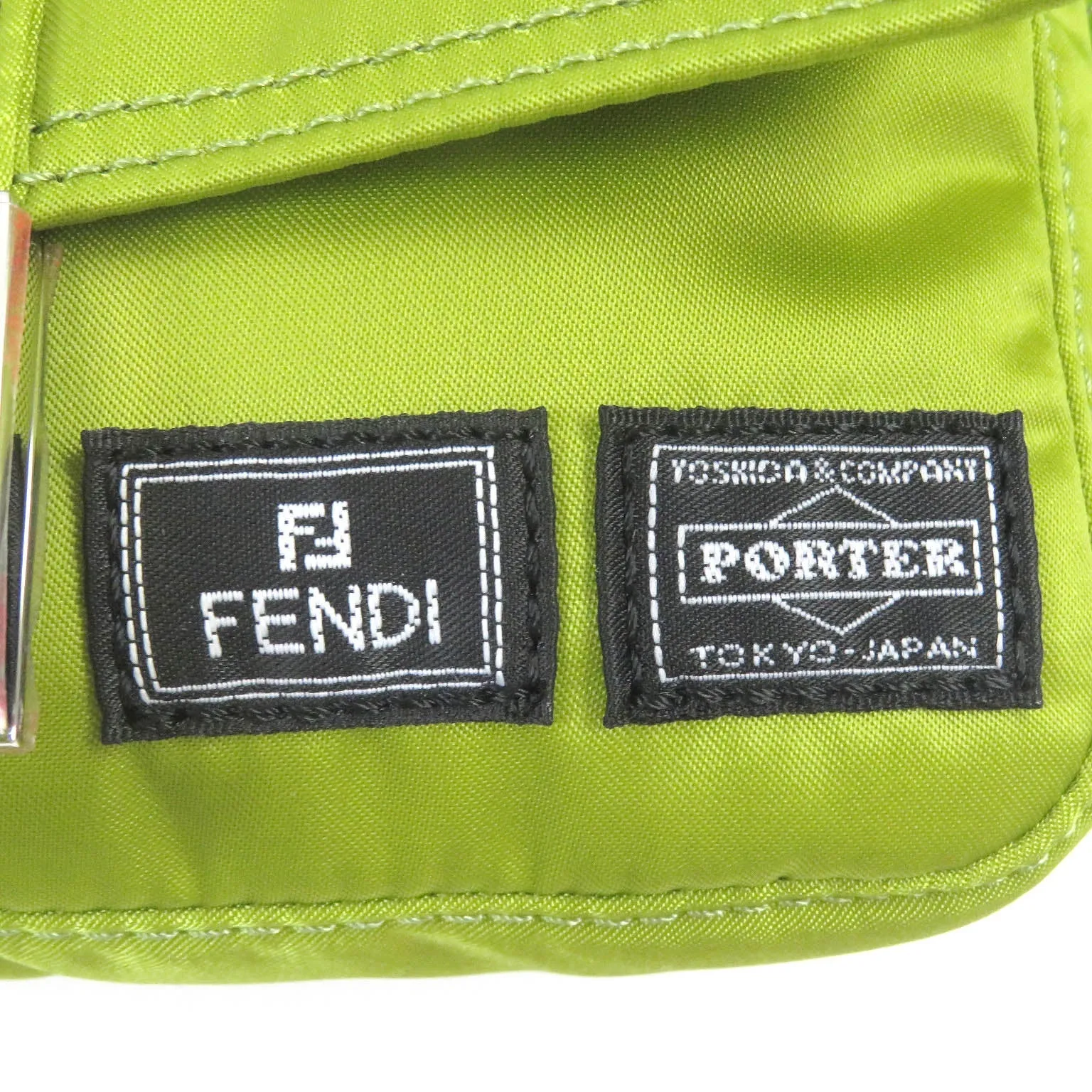 FENDI Sling bag 7AS138 Main: Nylon, Main: Leather wasabi green Baguette Mini mens Used