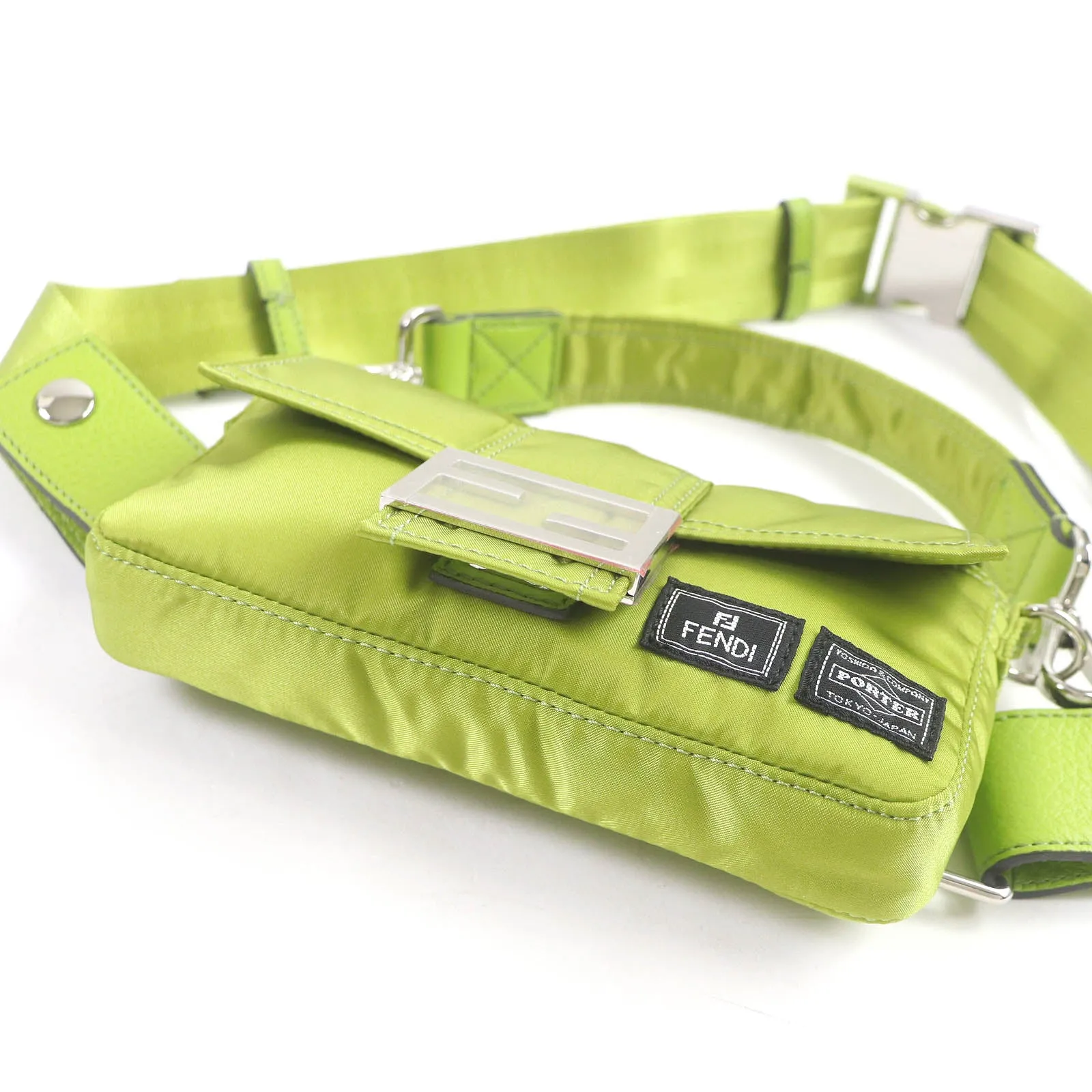FENDI Sling bag 7AS138 Main: Nylon, Main: Leather wasabi green Baguette Mini mens Used