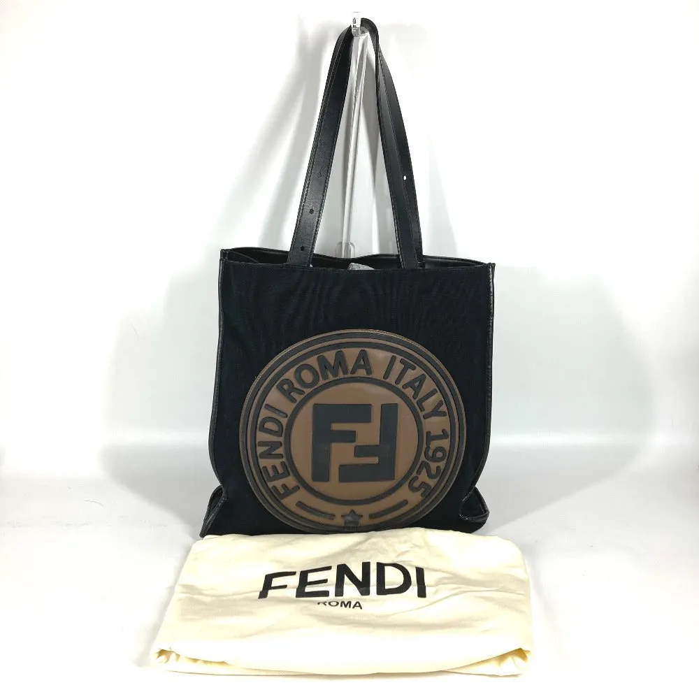 FENDI Tote Bag 7VA435 Canvas / leather black Vertical Shoulder Bag logo FF