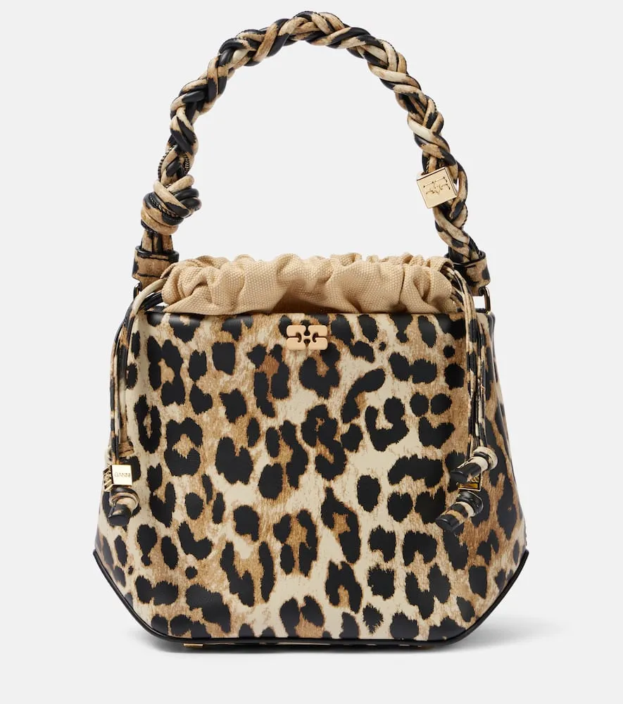Ganni Bou leopard-print bucket bag