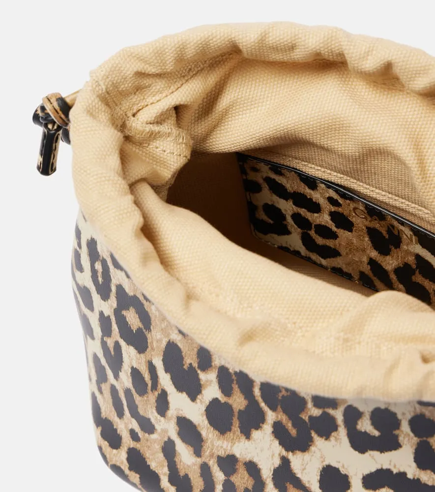 Ganni Bou leopard-print bucket bag