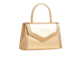 Gold Satin Crystal Trimmed Handbag