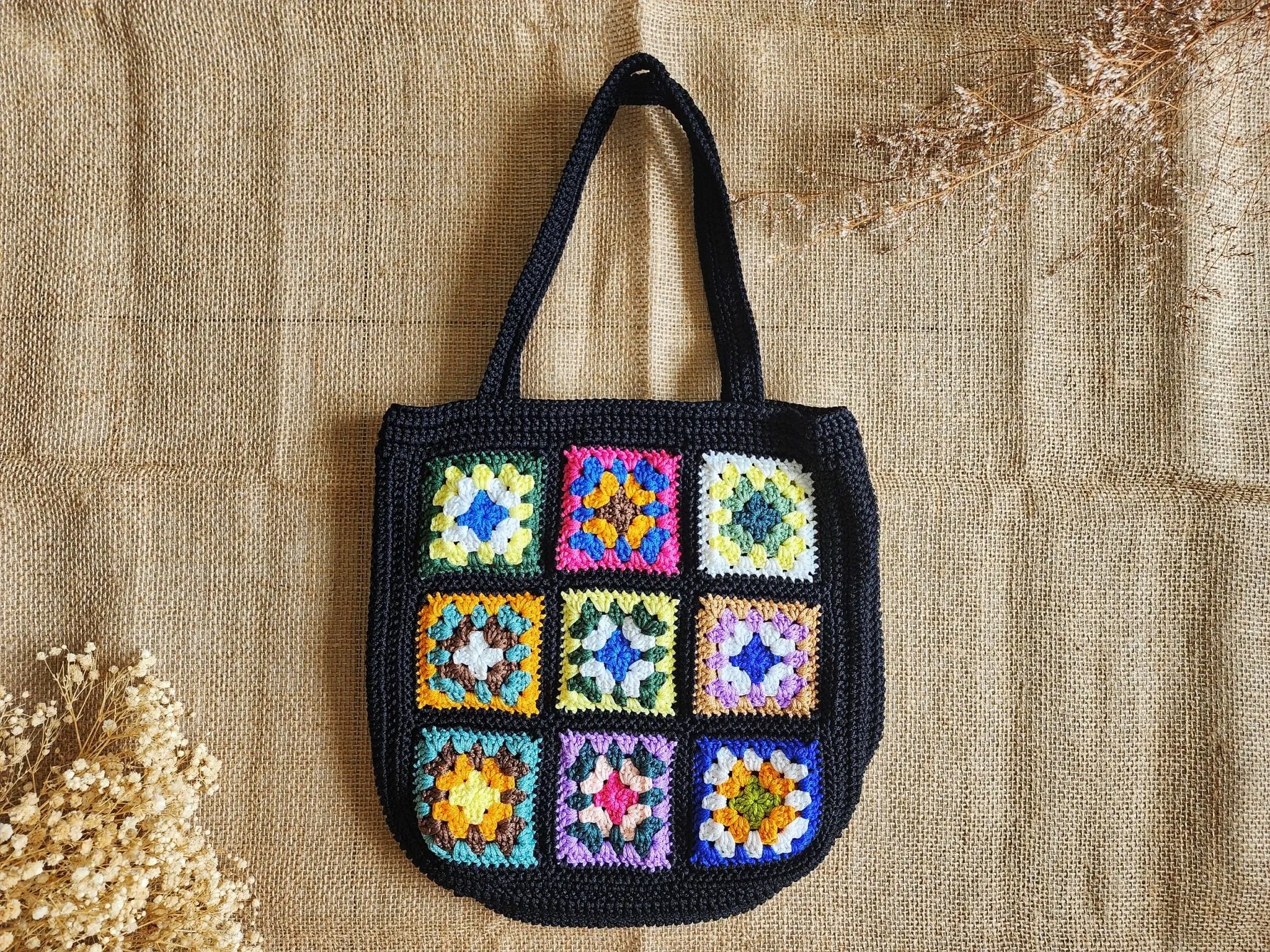 Hand-Crochet Bohemian Style Granny Square Bag
