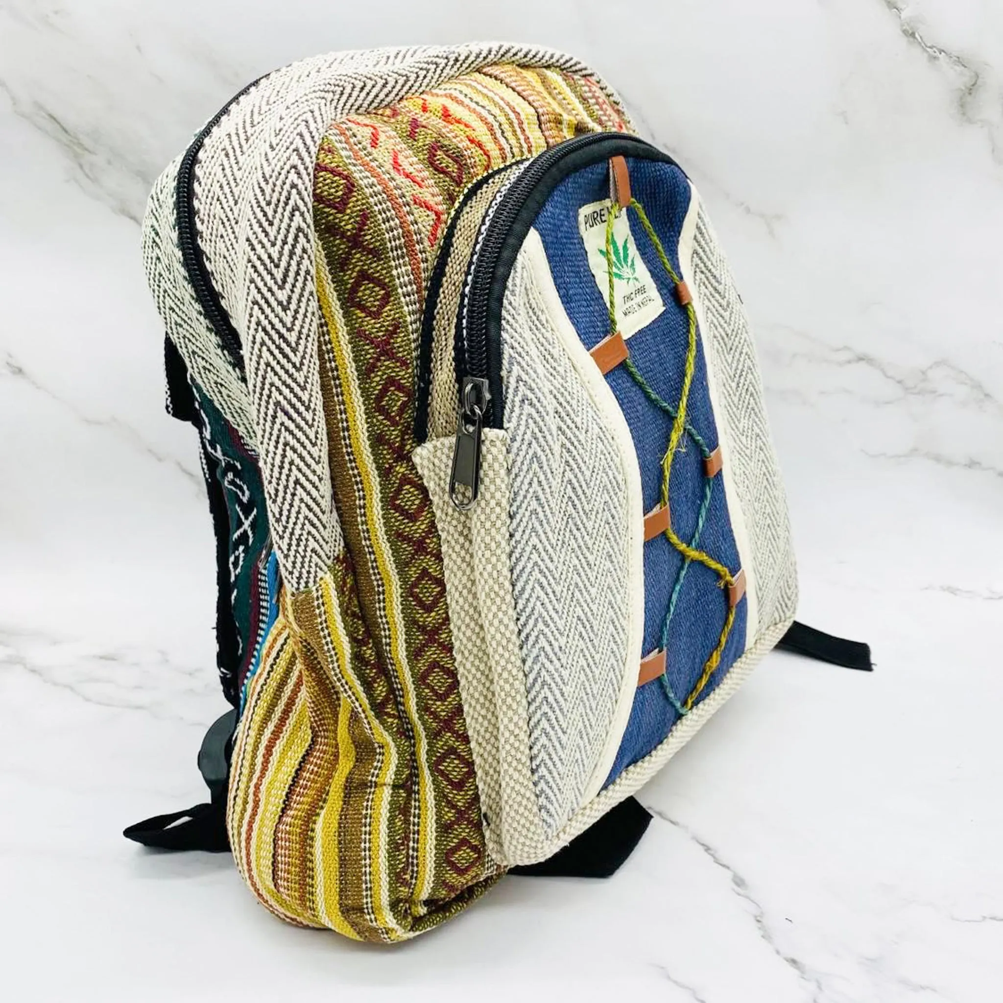 Mini Handmade Eco-Friendly Hemp Backpack with Embroidery