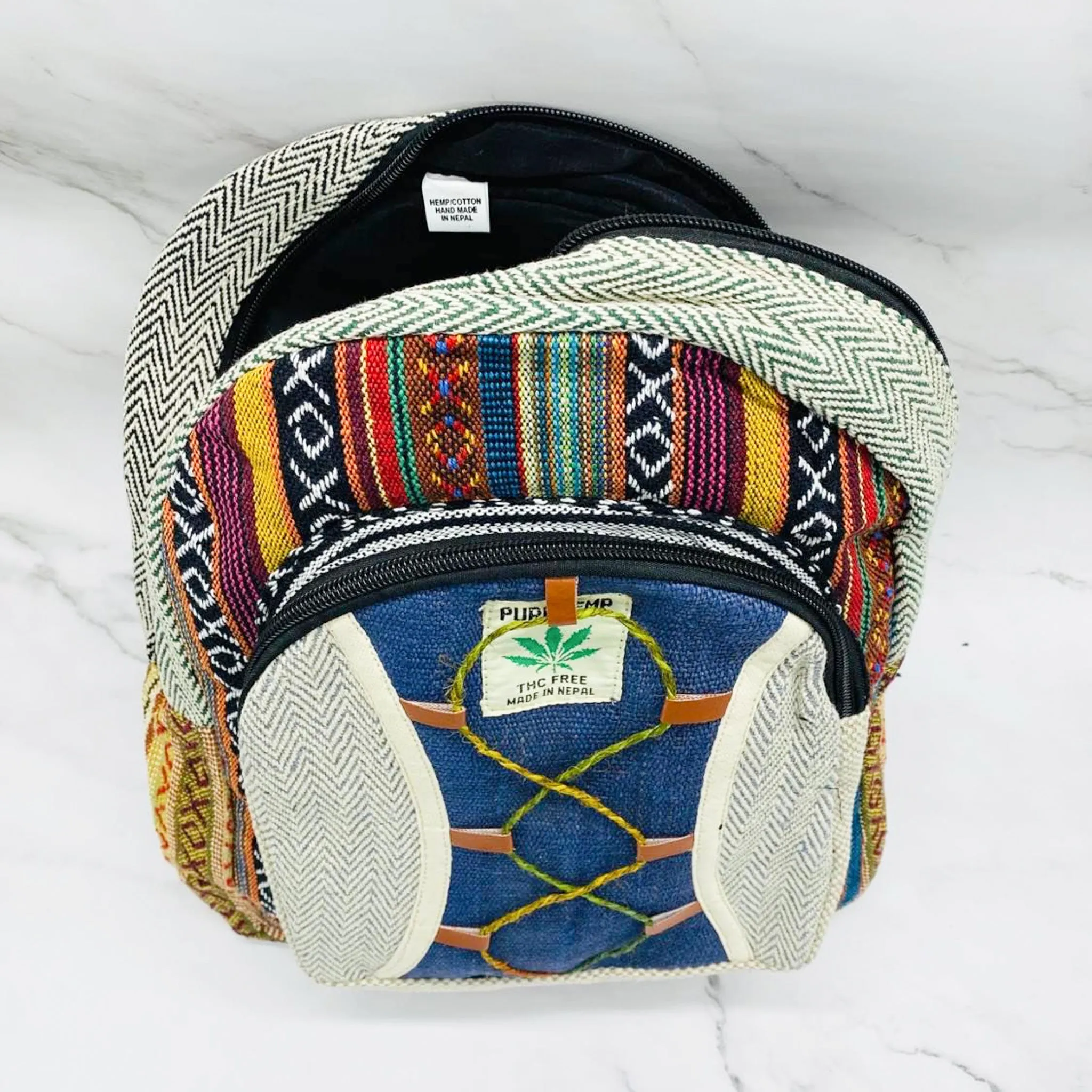 Mini Handmade Eco-Friendly Hemp Backpack with Embroidery