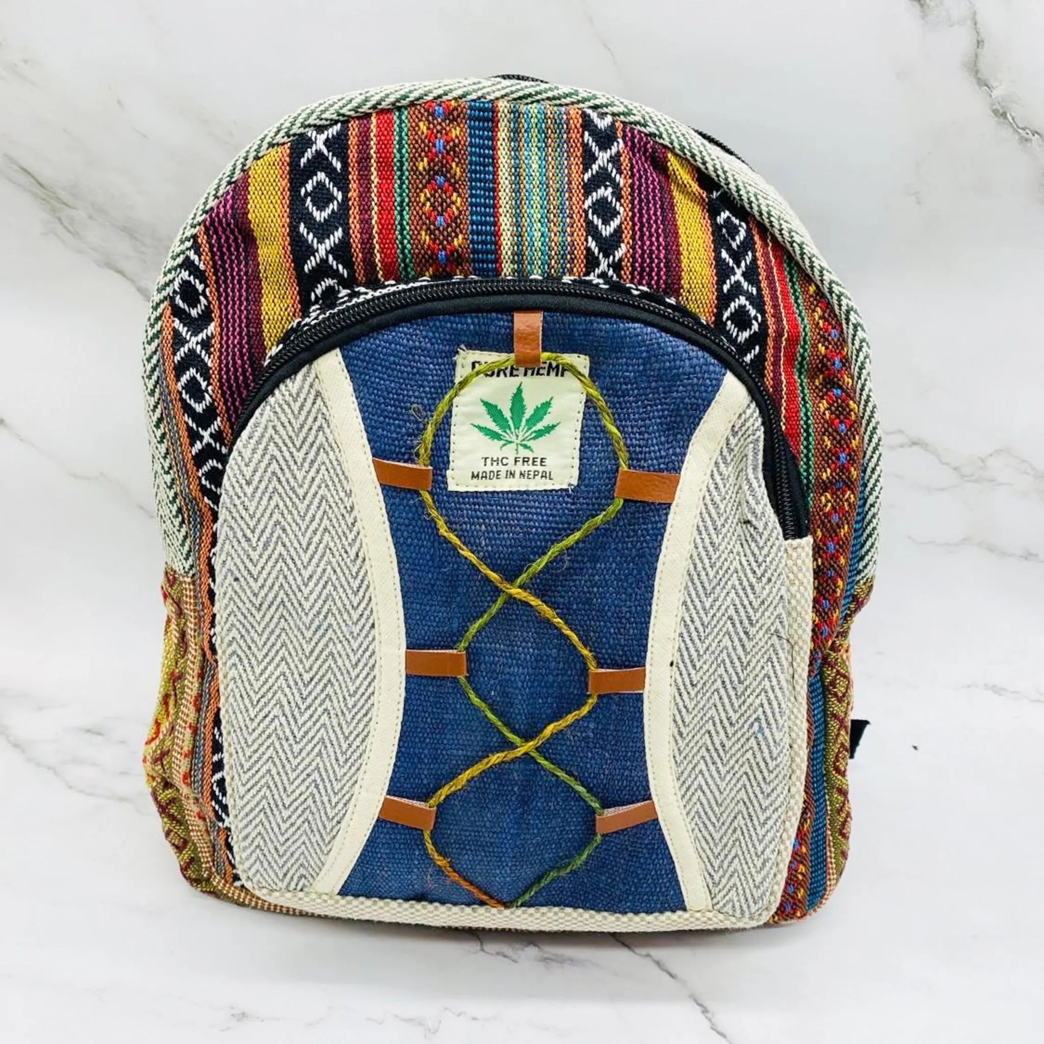 Mini Handmade Eco-Friendly Hemp Backpack with Embroidery