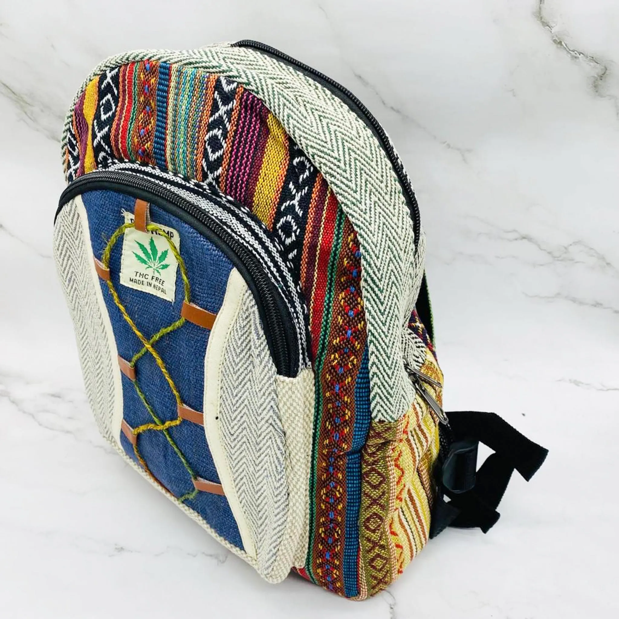 Mini Handmade Eco-Friendly Hemp Backpack with Embroidery