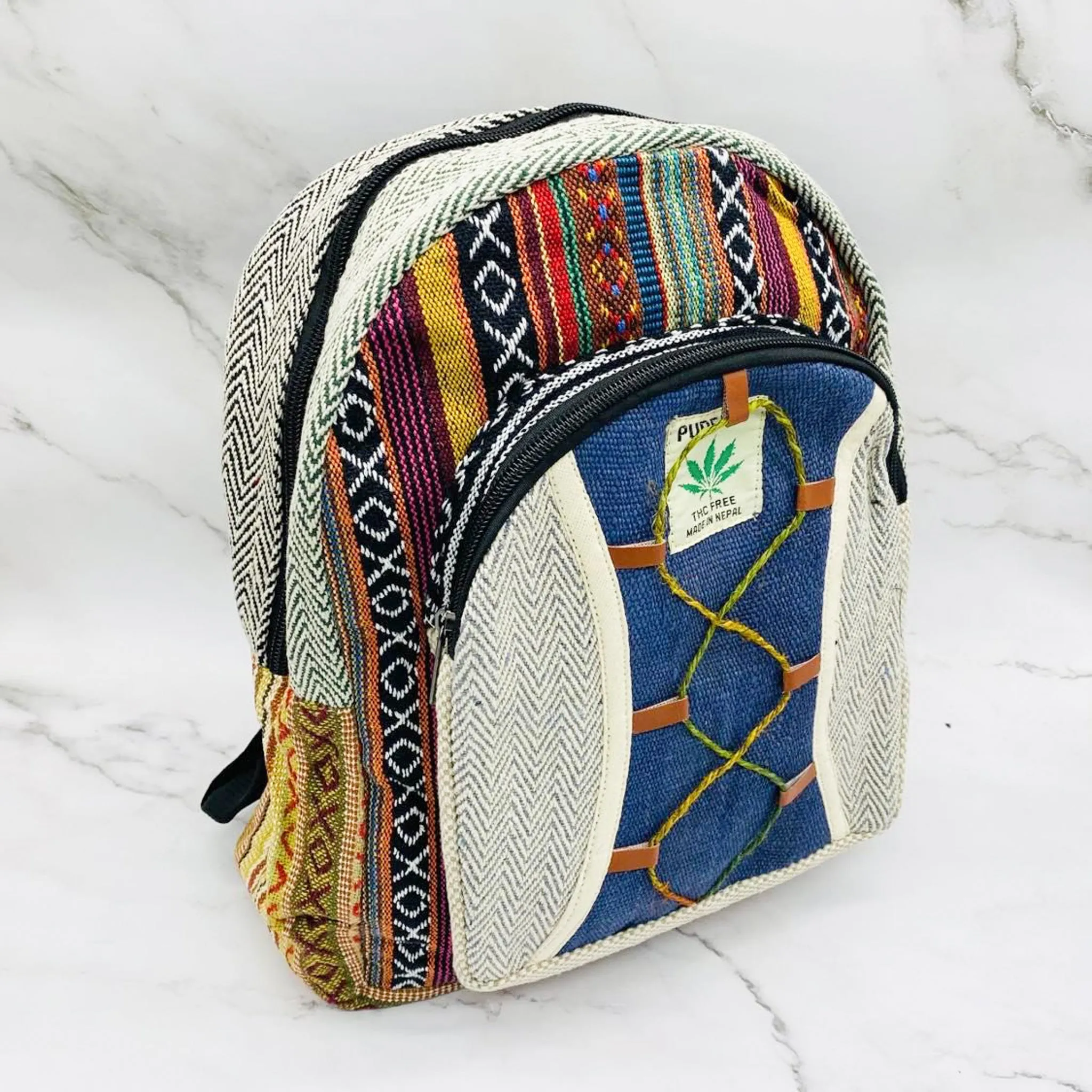 Mini Handmade Eco-Friendly Hemp Backpack with Embroidery