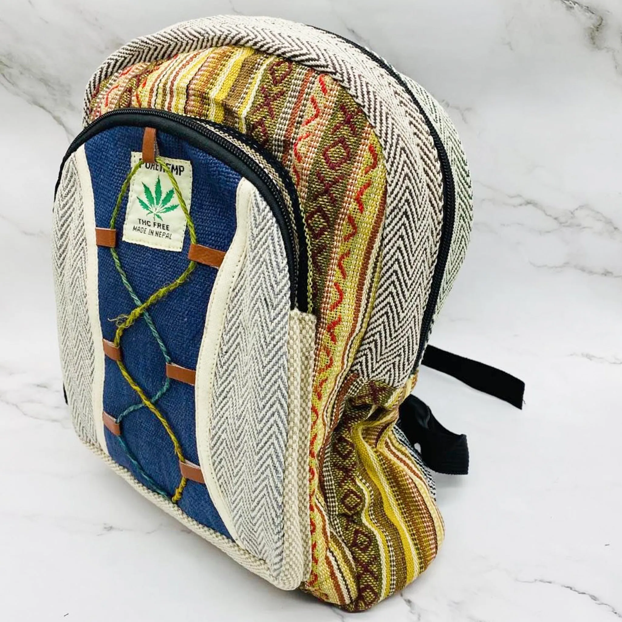 Mini Handmade Eco-Friendly Hemp Backpack with Embroidery