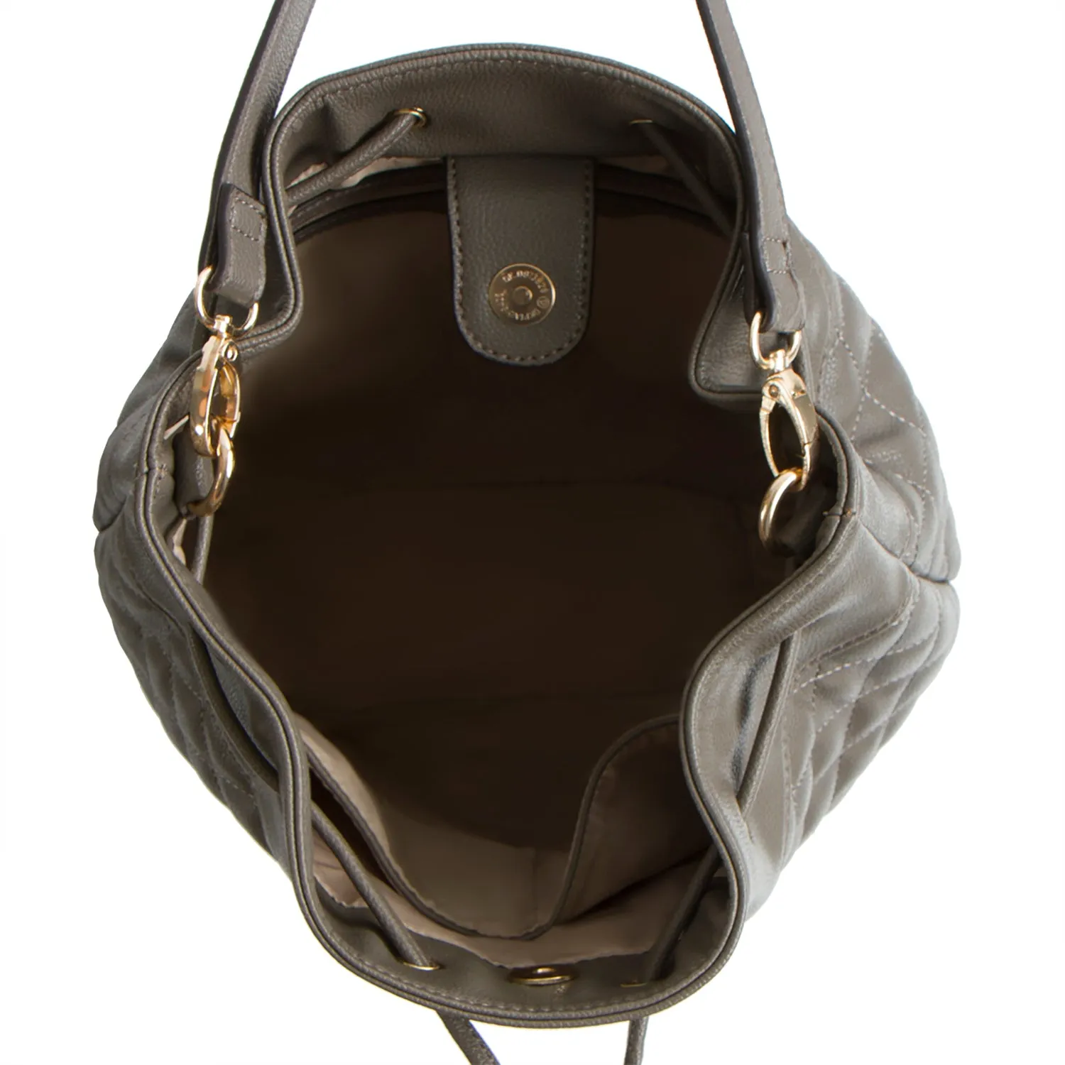 La Mode Square Quilted Drawstring - Grey