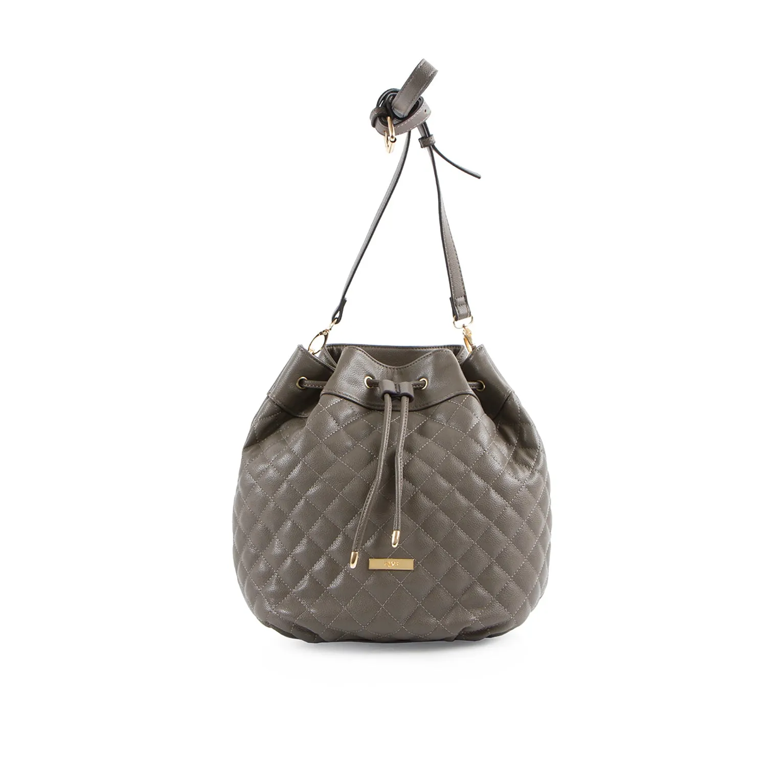 La Mode Square Quilted Drawstring - Grey