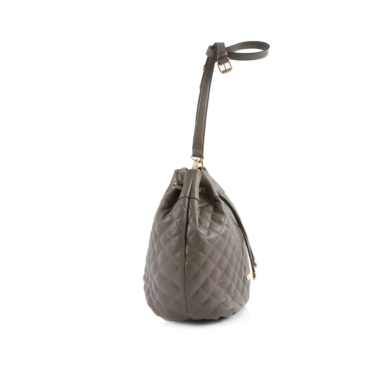 La Mode Square Quilted Drawstring - Grey