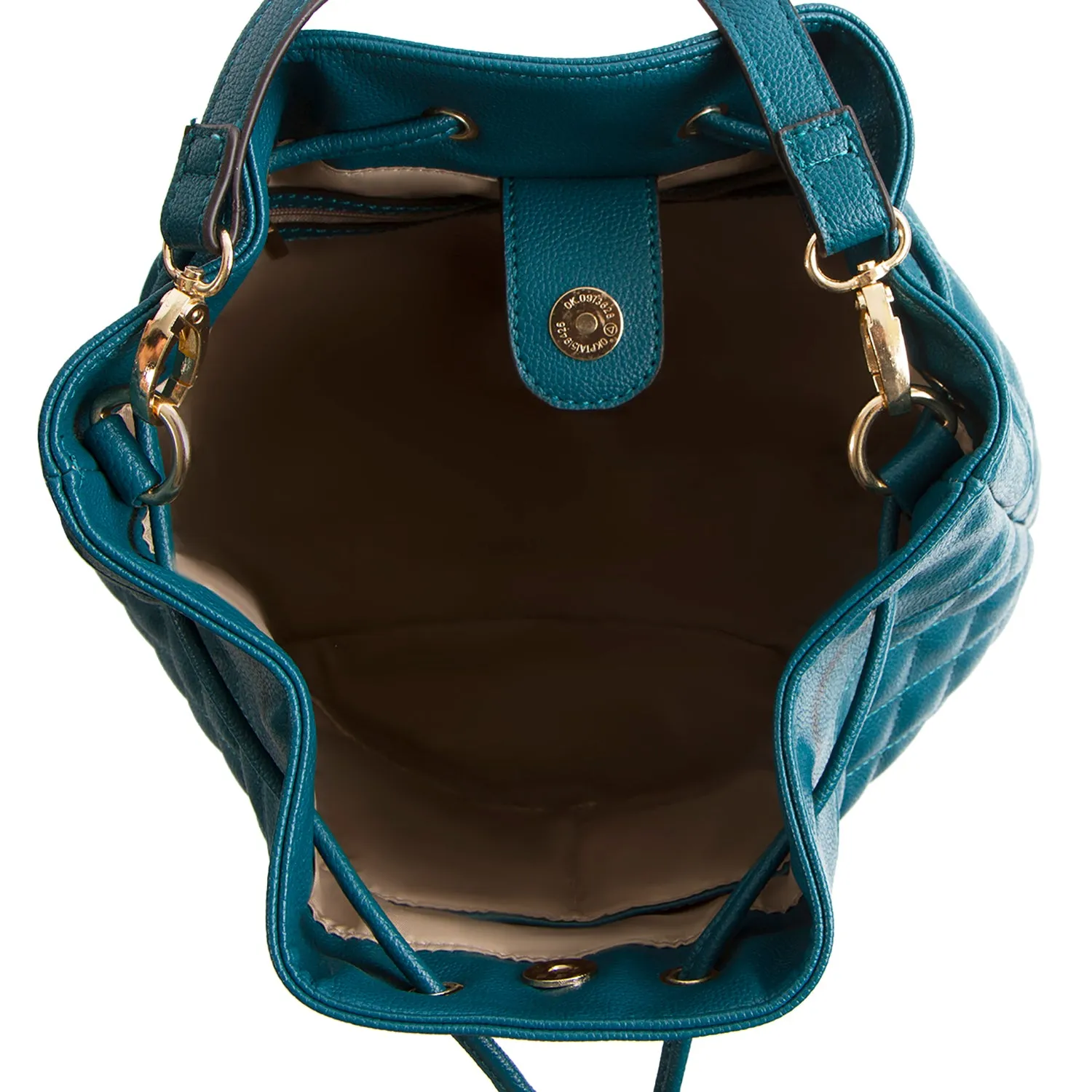La Mode Square Quilted Drawstring - Teal