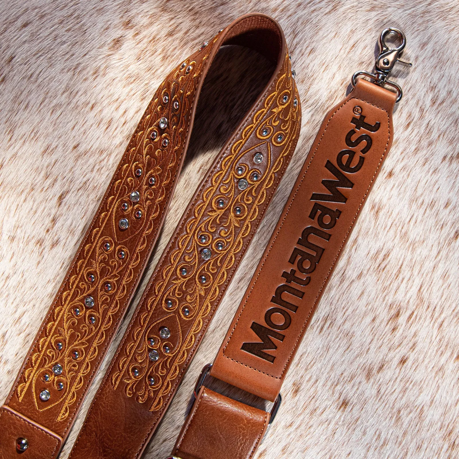 Western-Style Embroidered Crossbody Strap with Guitar Design by Montana West