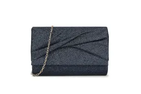 Navy Twist Glitter Clutch Bag