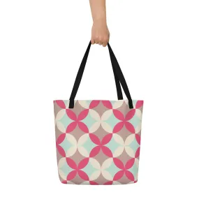 Patterned Pink All-Over Print Large Tote Bag