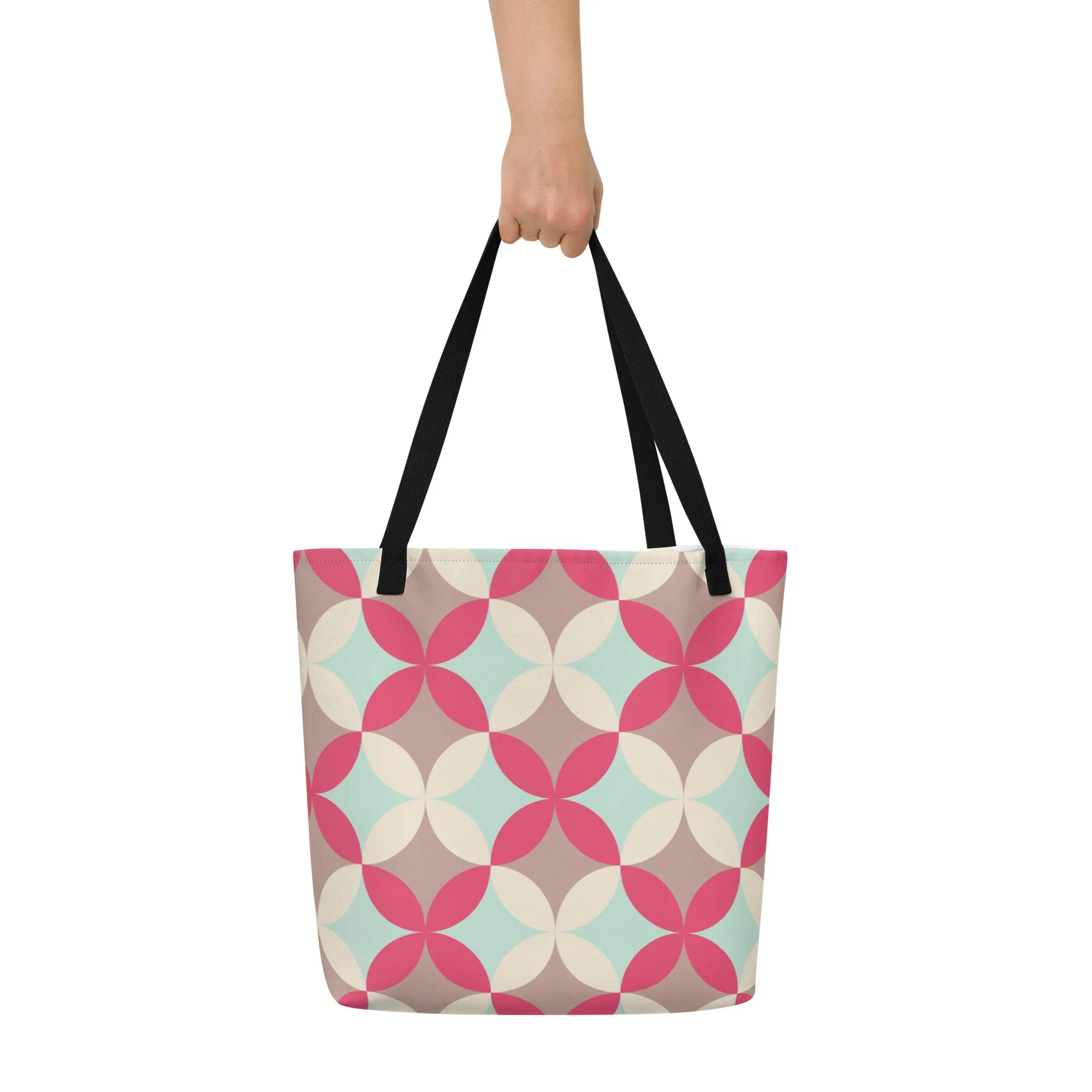 Patterned Pink All-Over Print Large Tote Bag