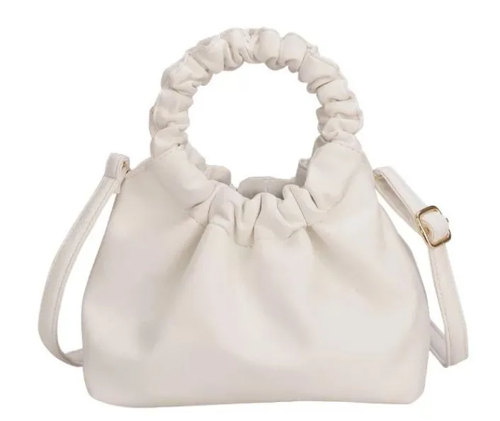 PB140 White Scrunched Handle Purse