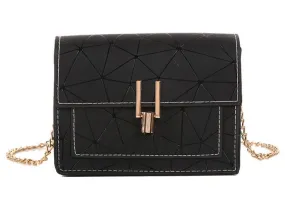 PB193 Black Geometric Design Shoulder Bag