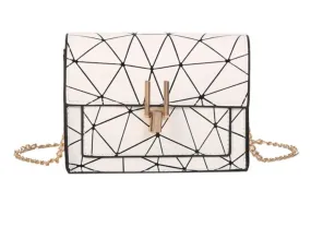 PB194 White Geometric Design Shoulder Bag