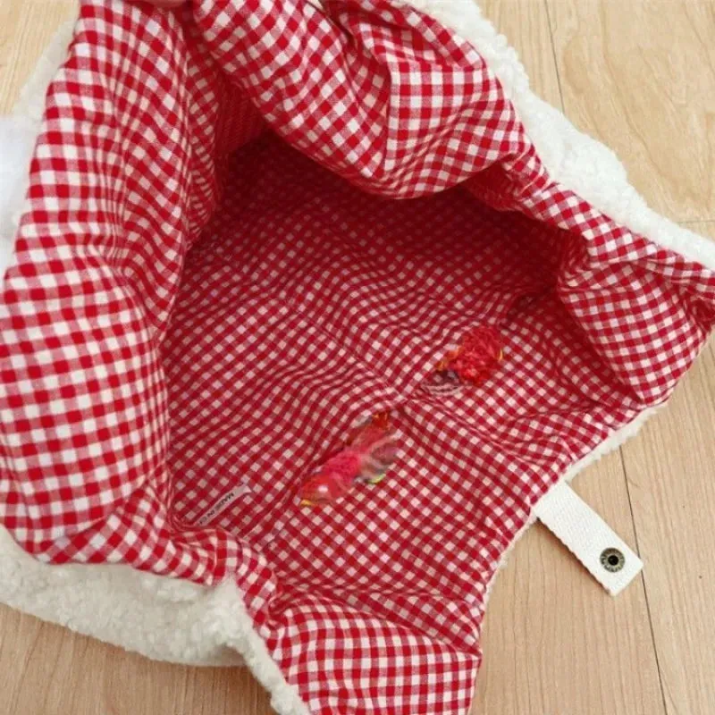 UAKISS  -  Women Casual Shopping Bag Korean High-capacity Kawaii Cherry Fluffy Underarm Bags All Match Sweet Girls Y2k Shoulder Handbags
