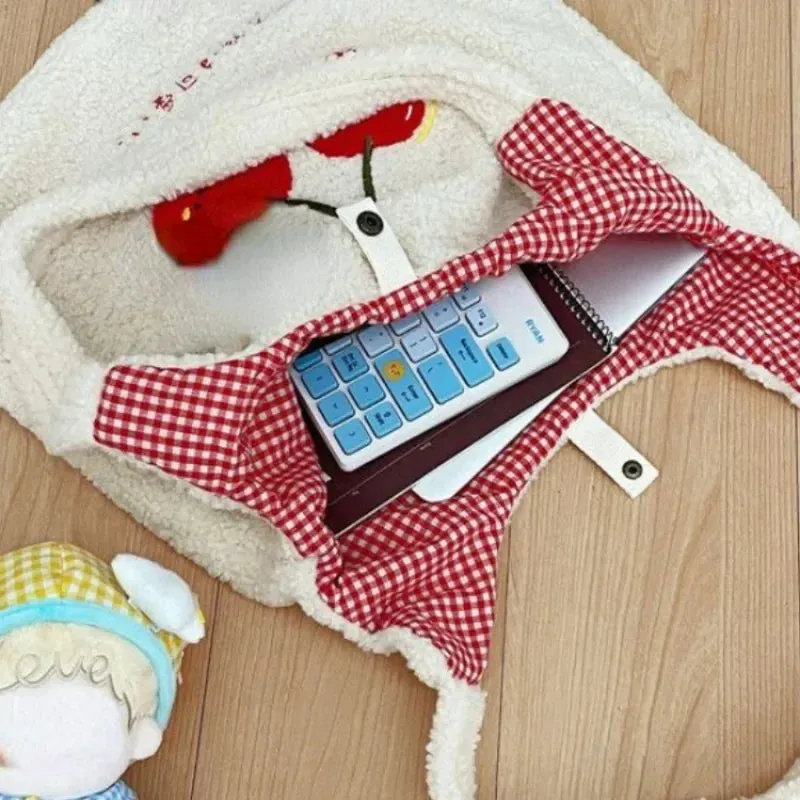 UAKISS  -  Women Casual Shopping Bag Korean High-capacity Kawaii Cherry Fluffy Underarm Bags All Match Sweet Girls Y2k Shoulder Handbags