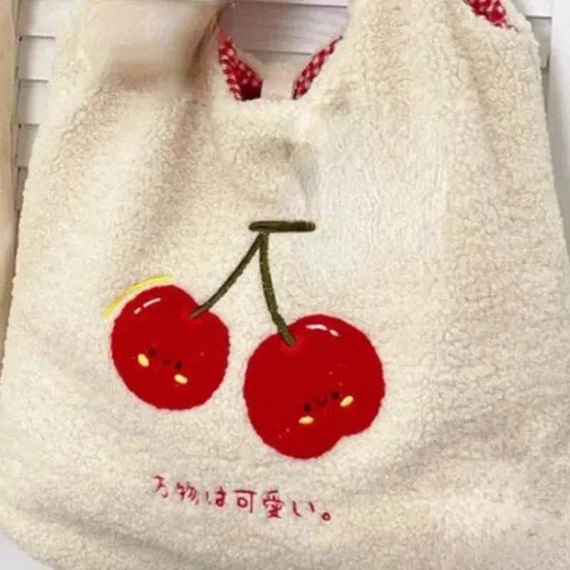 UAKISS  -  Women Casual Shopping Bag Korean High-capacity Kawaii Cherry Fluffy Underarm Bags All Match Sweet Girls Y2k Shoulder Handbags