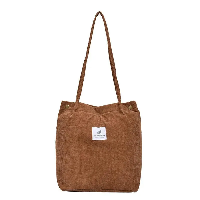 Large Women’s Corduroy Shoulder Bag - Stylish & Spacious Shopping Tote