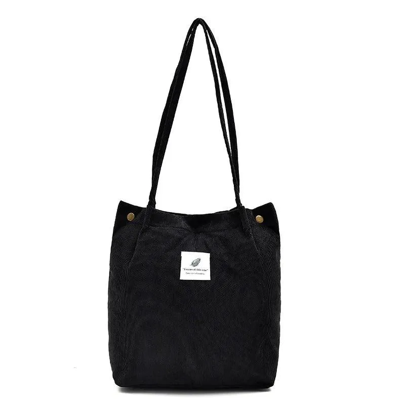 Large Women’s Corduroy Shoulder Bag - Stylish & Spacious Shopping Tote