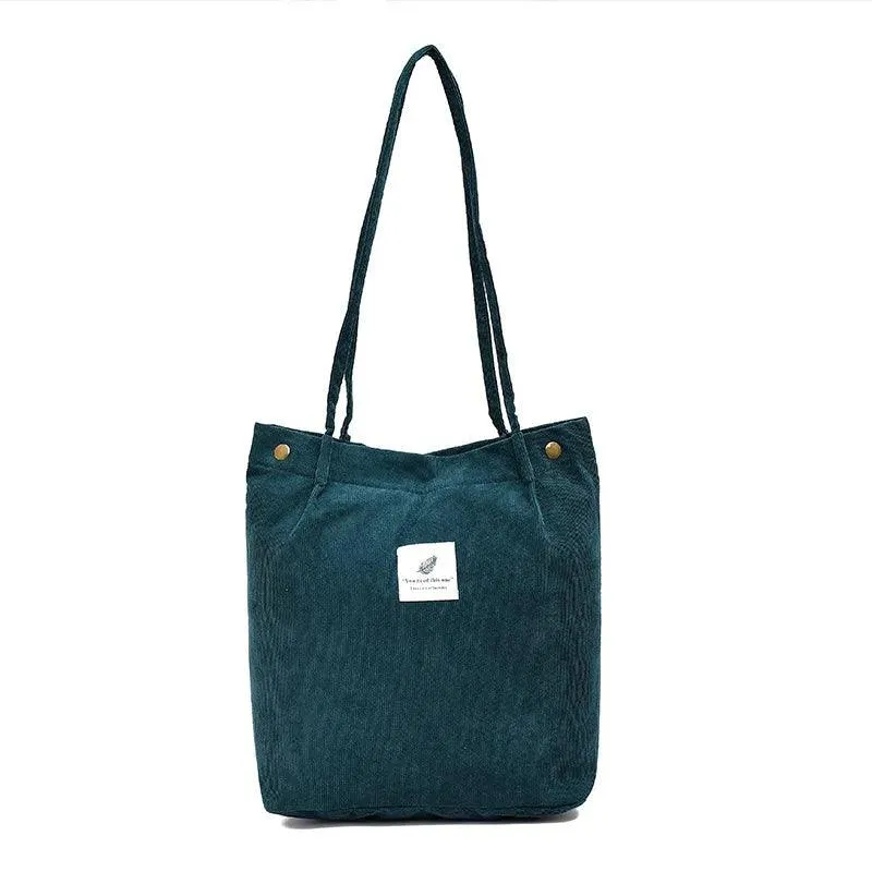 Large Women’s Corduroy Shoulder Bag - Stylish & Spacious Shopping Tote