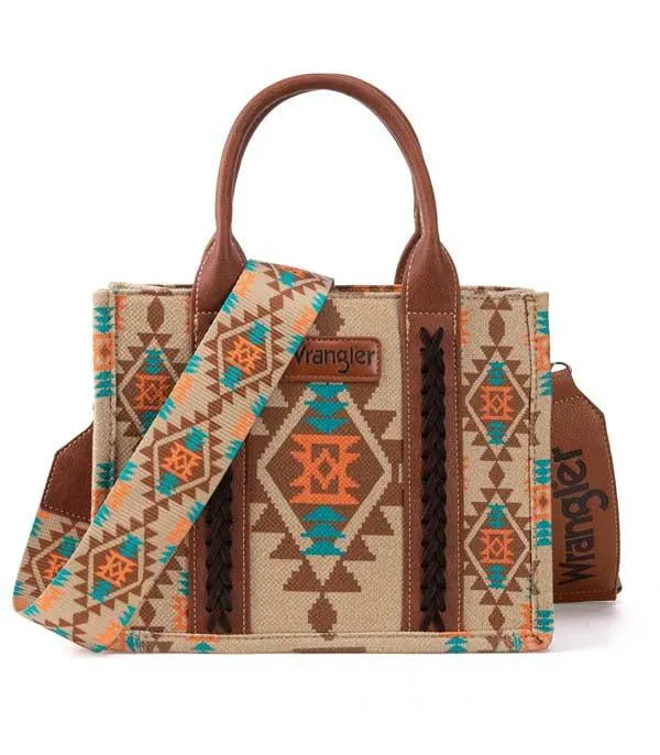 Wrangler Southwestern Dual Sided Print Small Canvas Tote/Crossbody