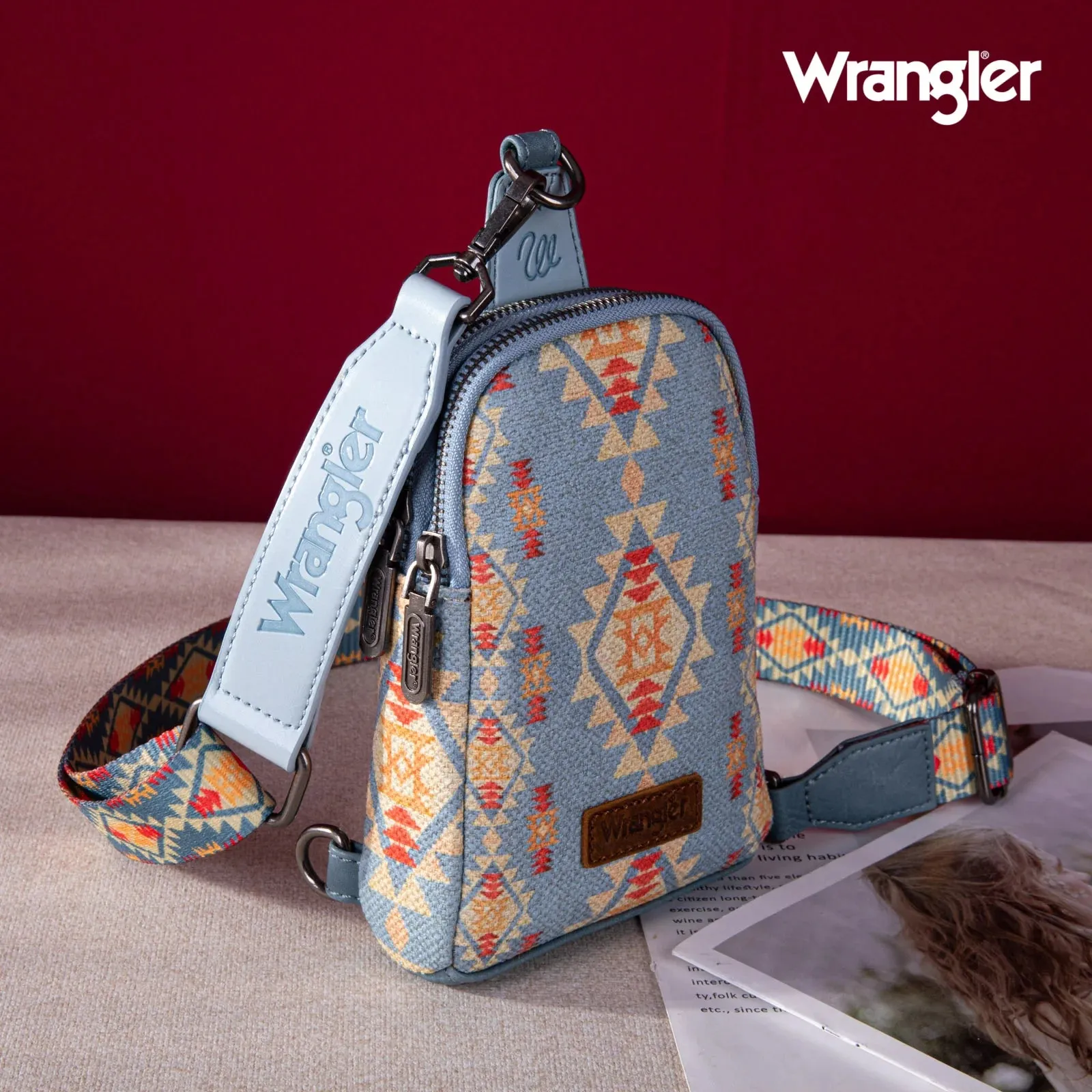 Wrangler Southwestern Print Canvas Crossbody/Sling/Chest Bag