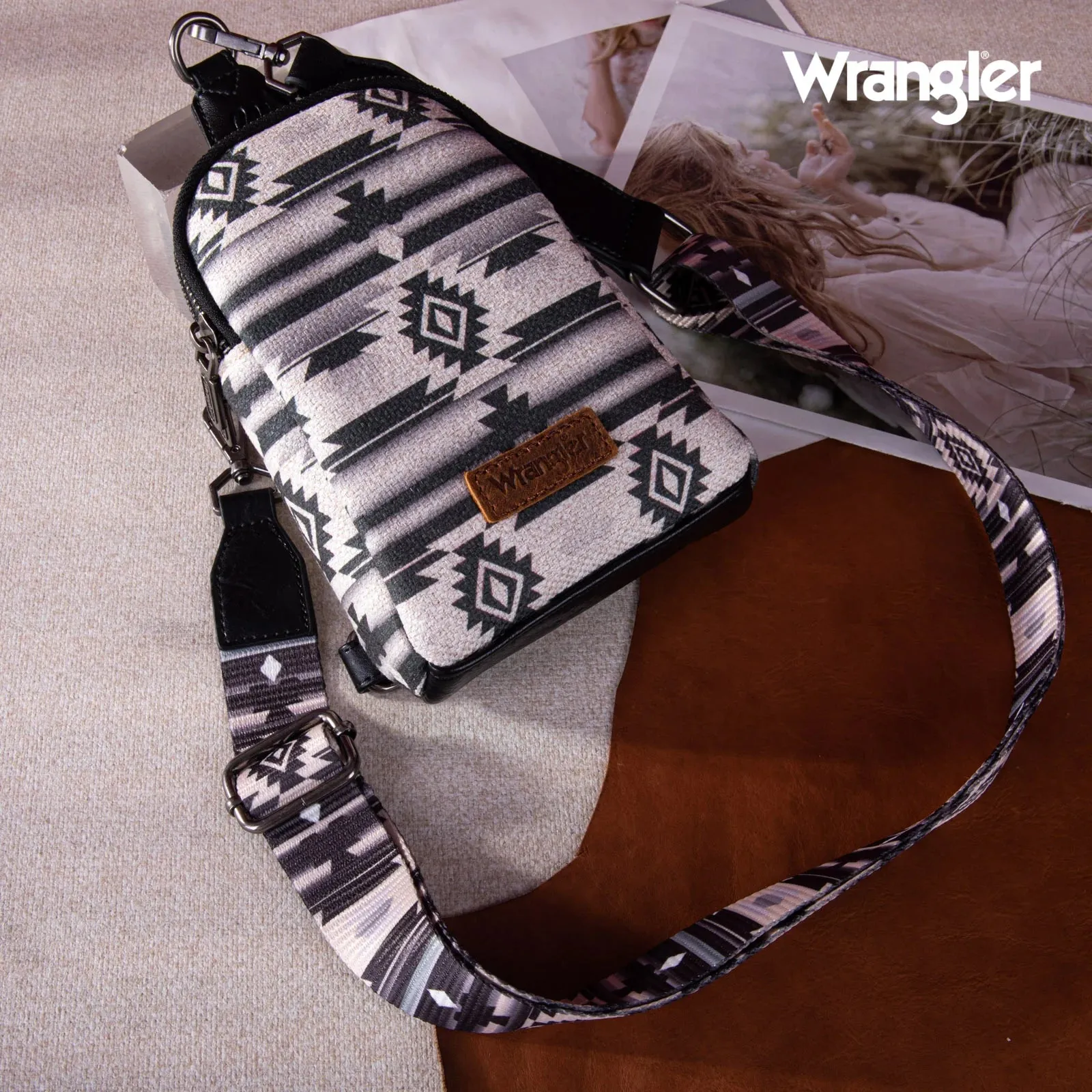 Wrangler Southwestern Print Canvas Crossbody/Sling/Chest Bag