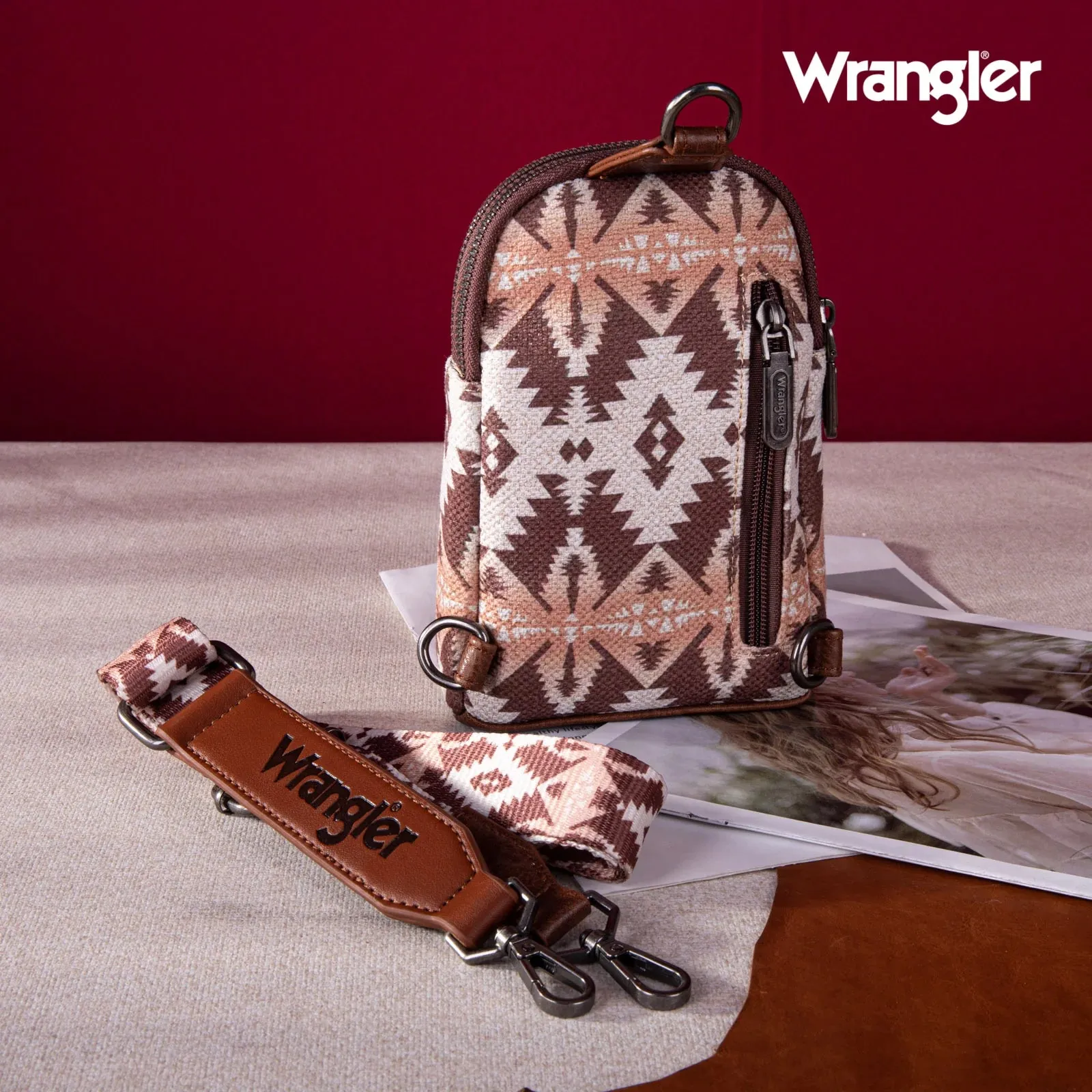 Wrangler Southwestern Print Canvas Crossbody/Sling/Chest Bag