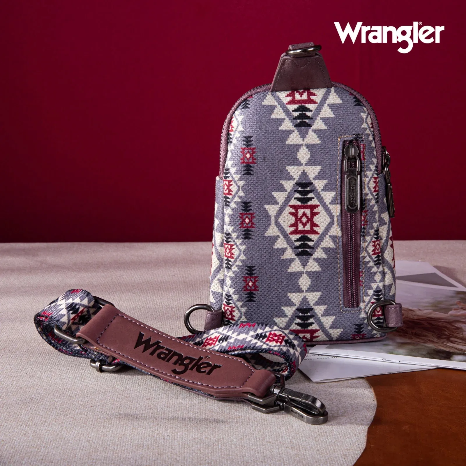 Wrangler Southwestern Print Canvas Crossbody/Sling/Chest Bag