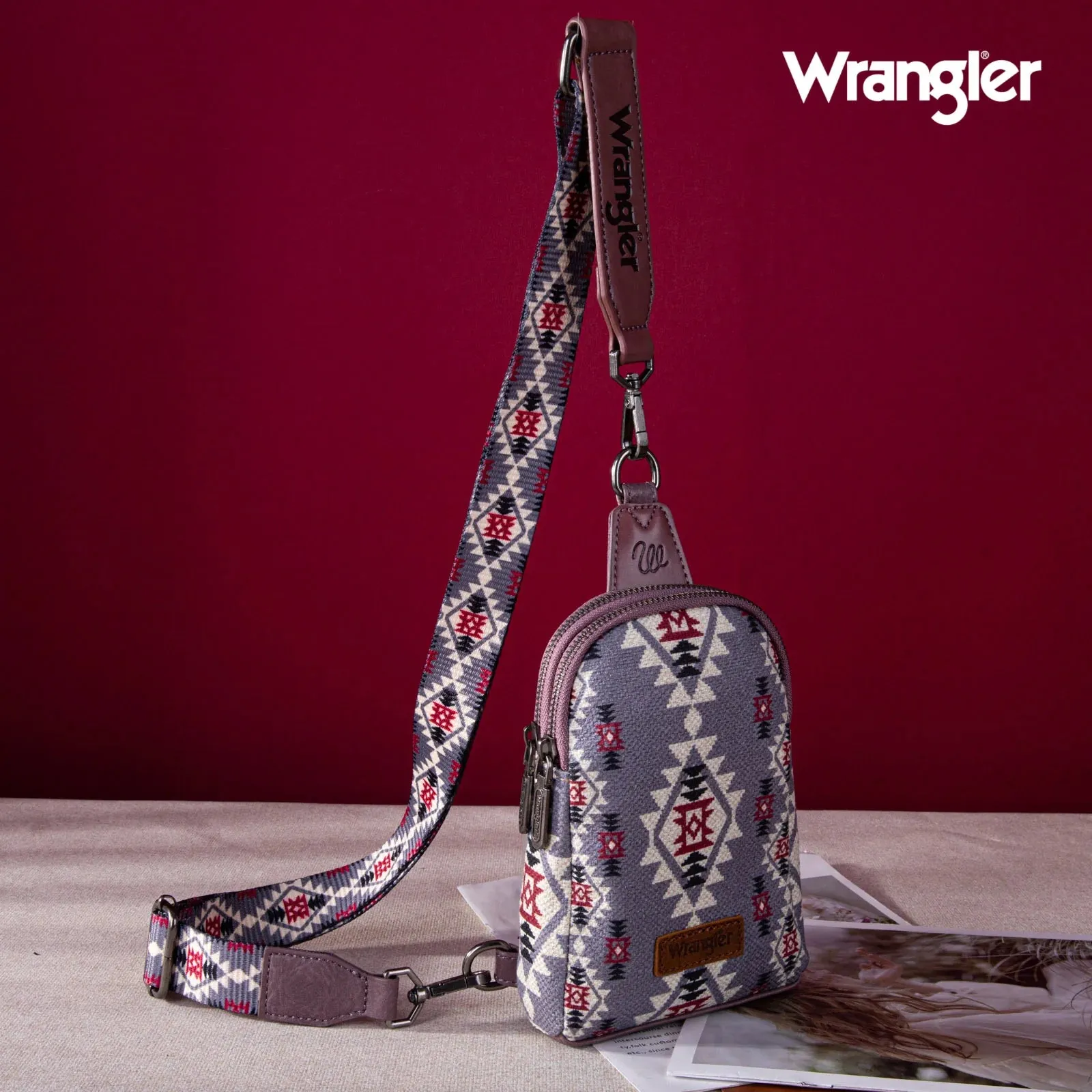 Wrangler Southwestern Print Canvas Crossbody/Sling/Chest Bag