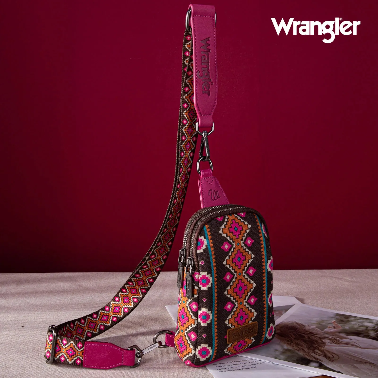 Wrangler Southwestern Print Canvas Crossbody/Sling/Chest Bag