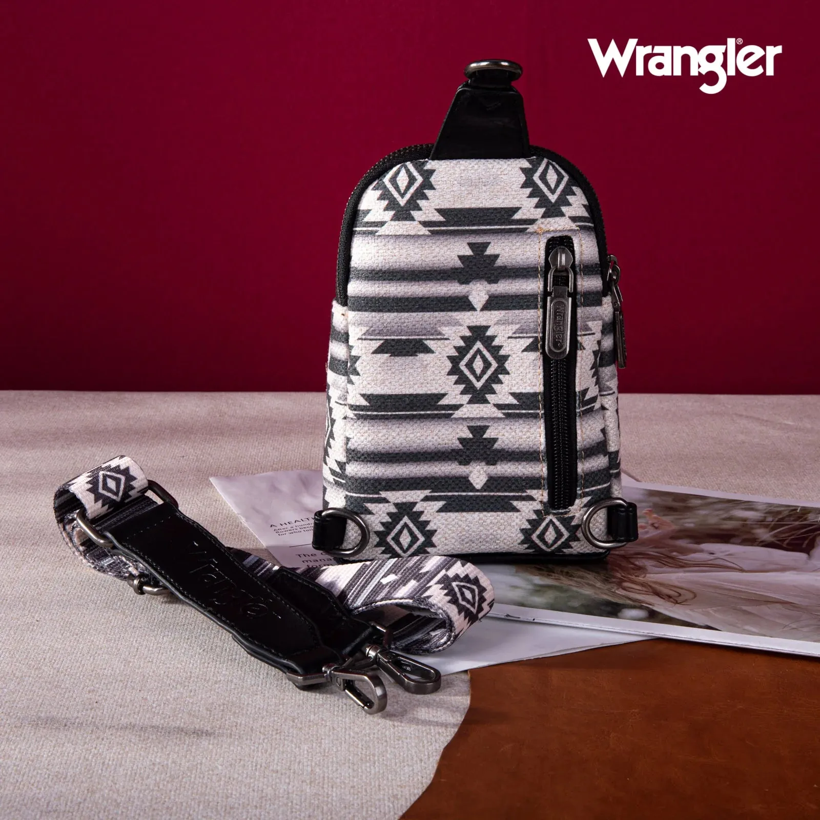 Wrangler Southwestern Print Canvas Crossbody/Sling/Chest Bag