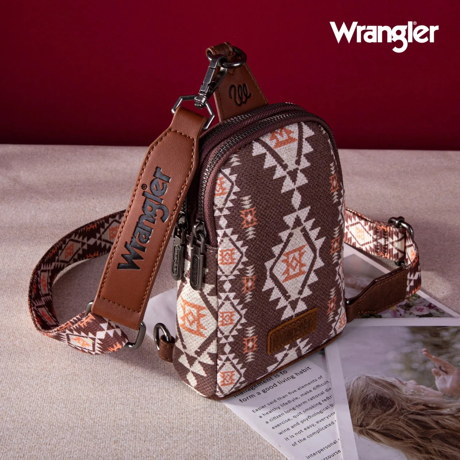 Wrangler Southwestern Print Canvas Crossbody/Sling/Chest Bag