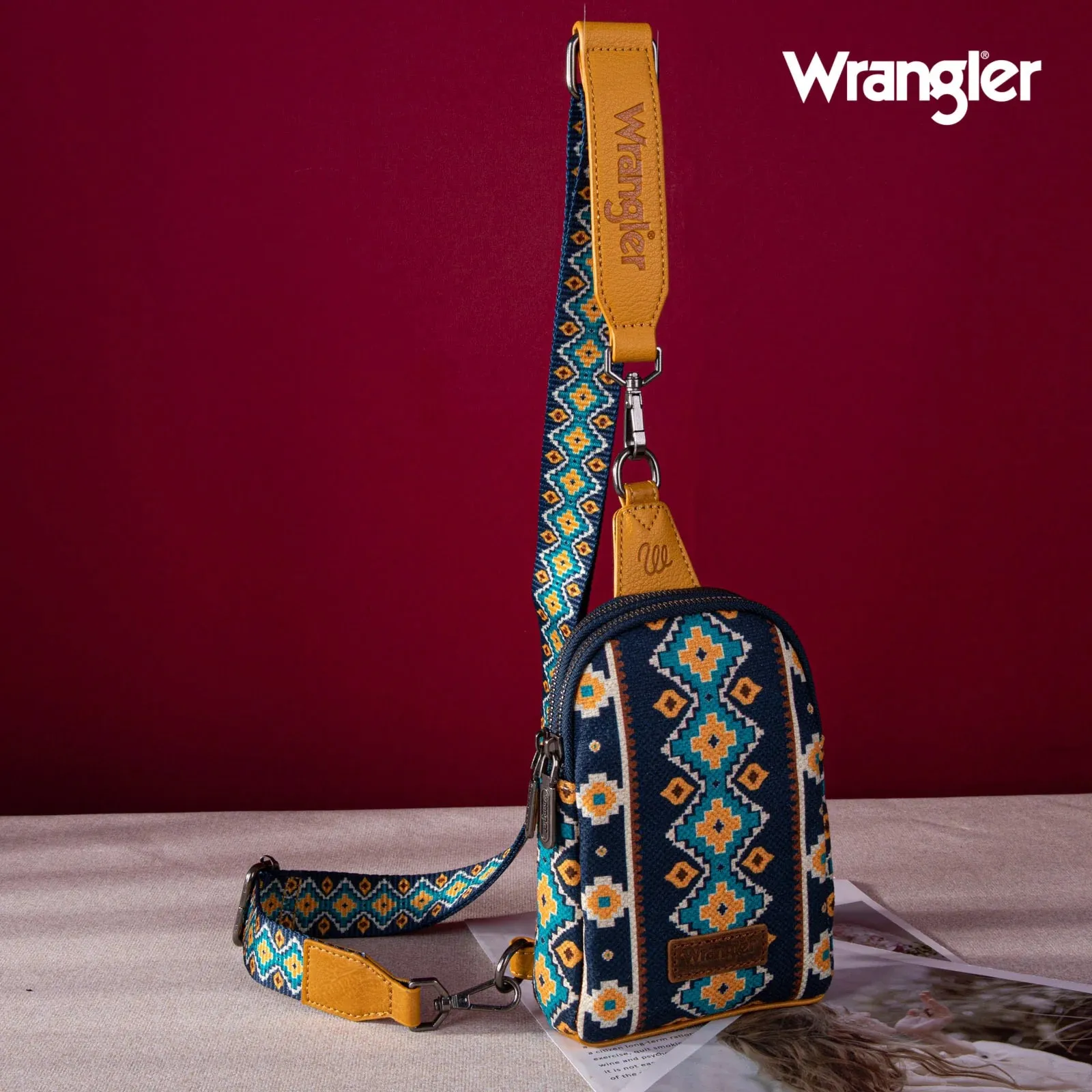 Wrangler Southwestern Print Canvas Crossbody/Sling/Chest Bag