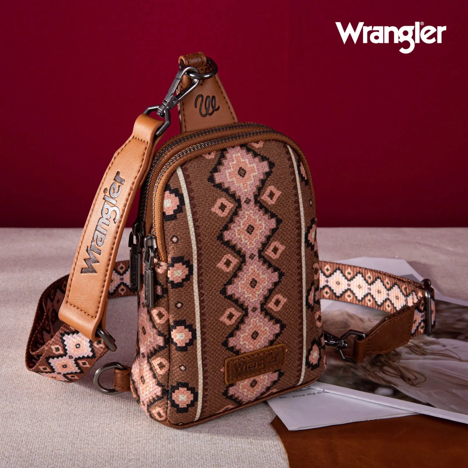 Wrangler Southwestern Print Canvas Crossbody/Sling/Chest Bag