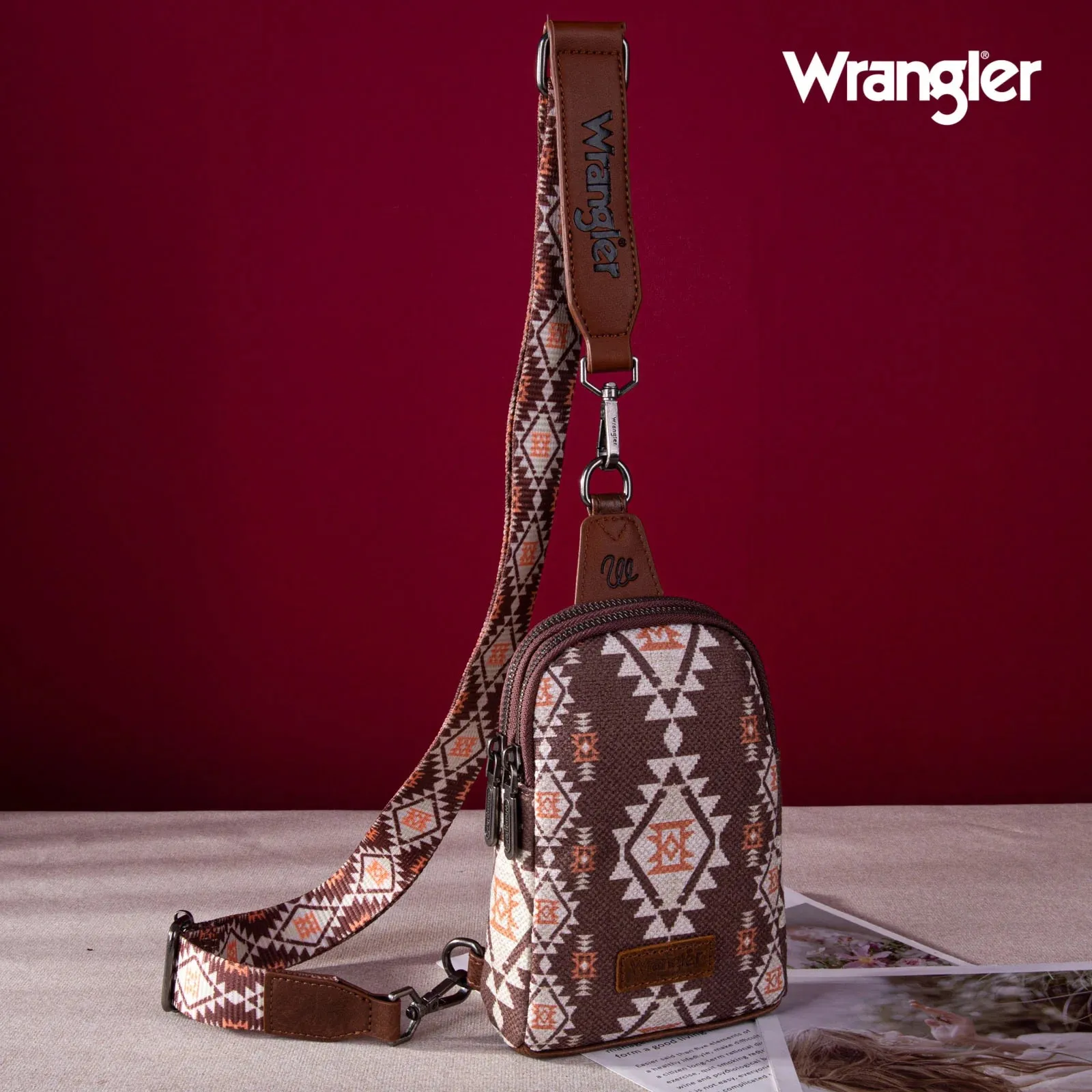Wrangler Southwestern Print Canvas Crossbody/Sling/Chest Bag