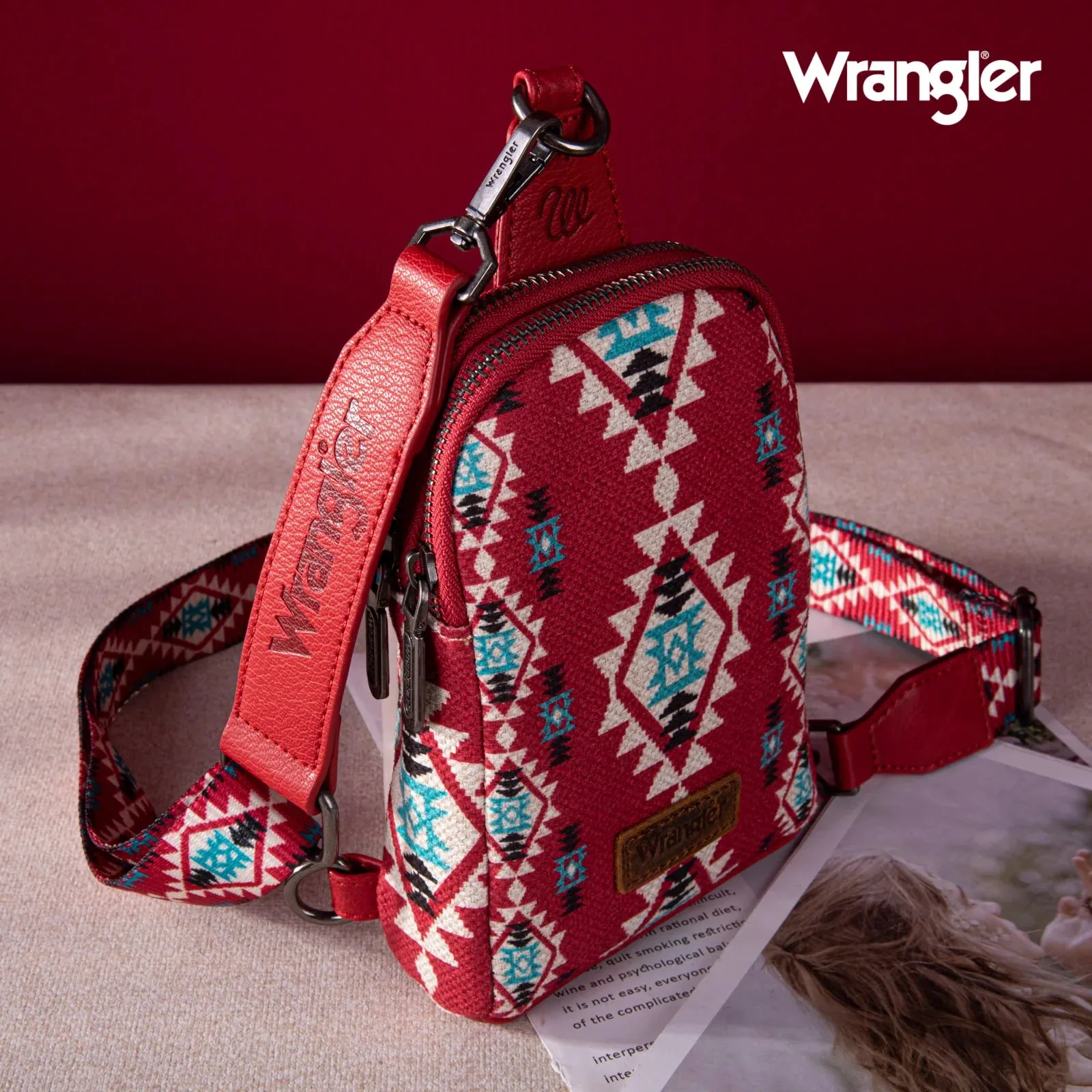 Wrangler Southwestern Print Canvas Crossbody/Sling/Chest Bag