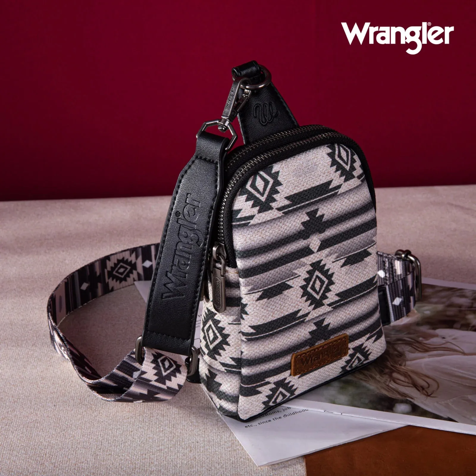 Wrangler Southwestern Print Canvas Crossbody/Sling/Chest Bag