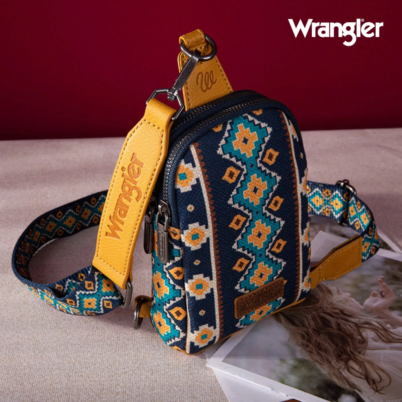 Wrangler Southwestern Print Canvas Crossbody/Sling/Chest Bag