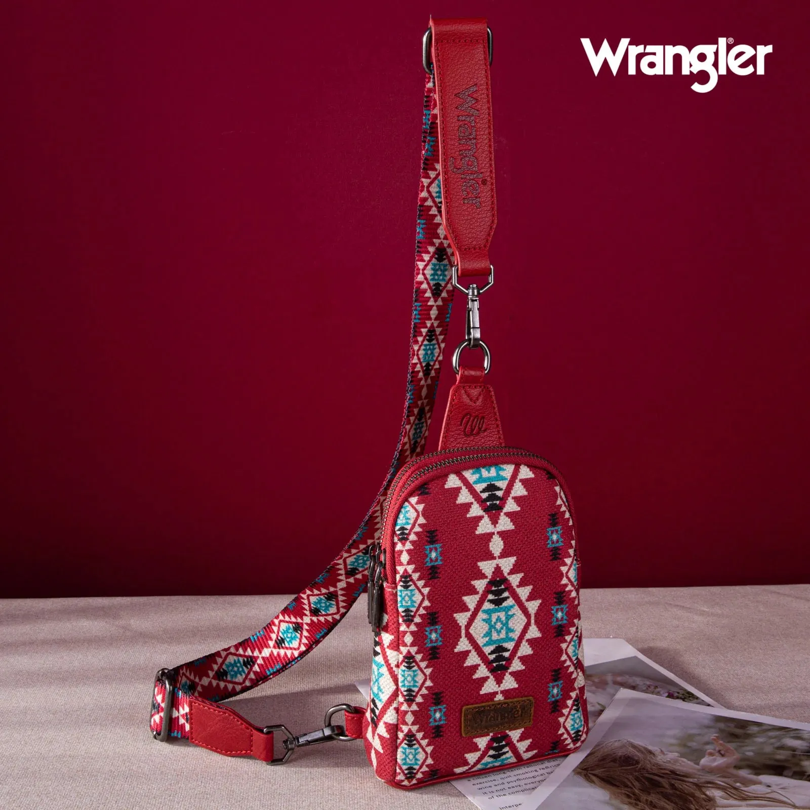 Wrangler Southwestern Print Canvas Crossbody/Sling/Chest Bag