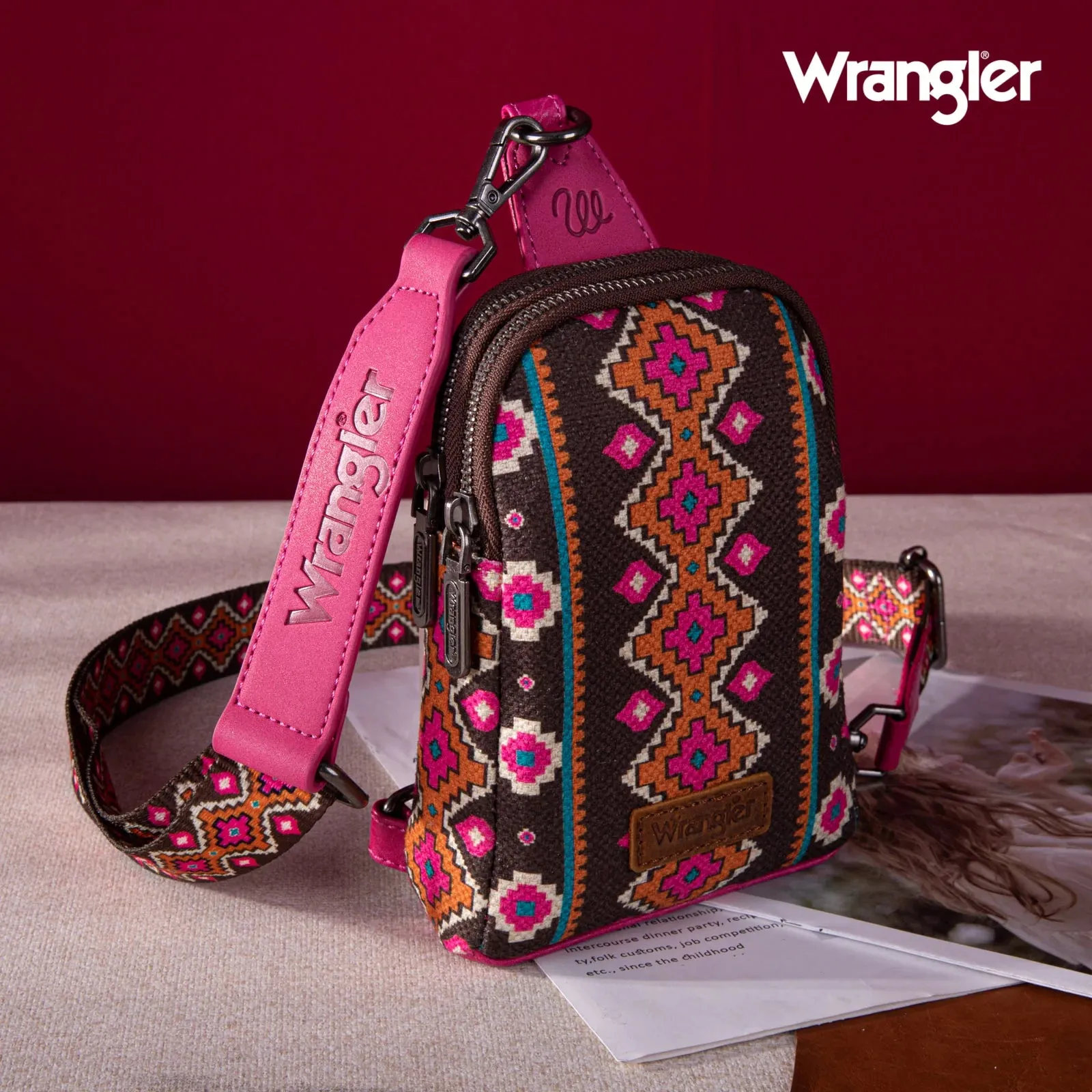 Wrangler Southwestern Print Canvas Crossbody/Sling/Chest Bag